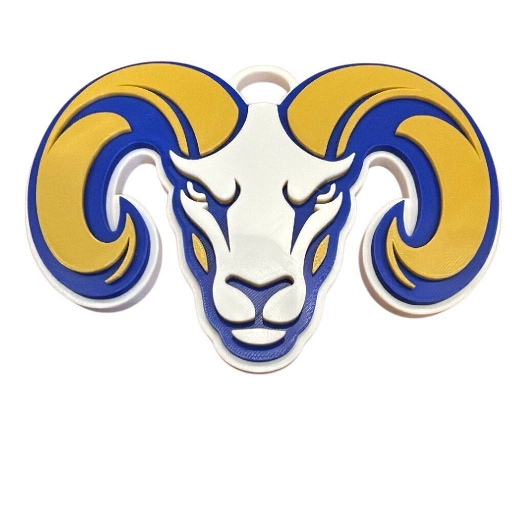 Ram Head Oversized Chain – Blue & Gold Layered Fan Art Collectible, Pendant